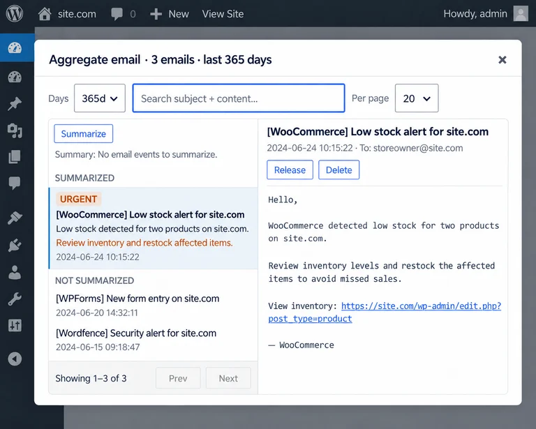 Placeholder for flux one | command bar and email overview